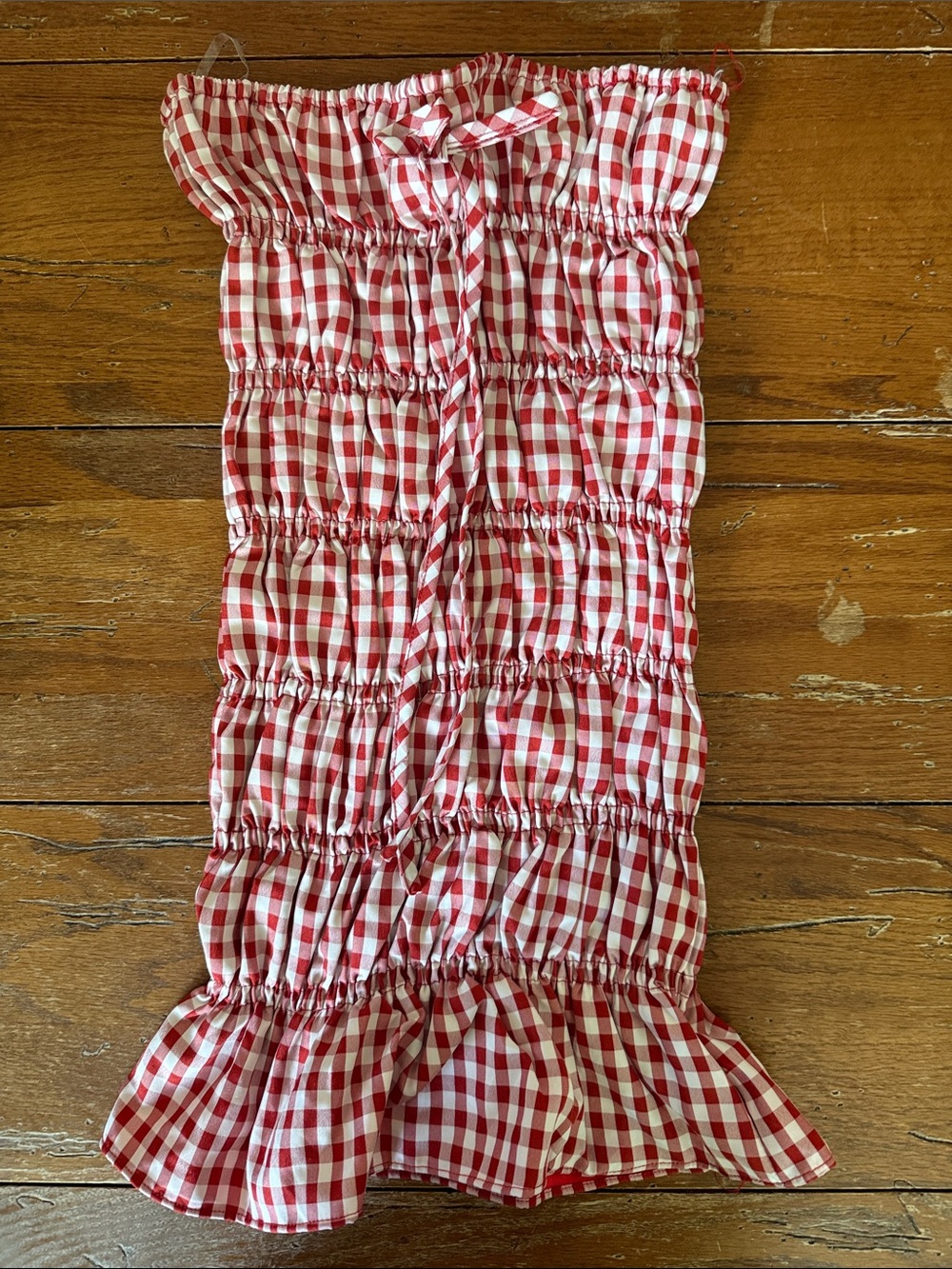Peppermayo Red and White Gingham Strapless Dress